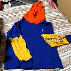 Polo by Ralph Lauren Blue and Orange Color-Block Hoodie